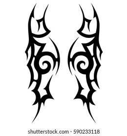 Tattoo tribal vector designs sketch. Simple logo. Designer isolated element for ideas decorating the body of women, men and girls arm, leg and other body parts. Abstract illustration.