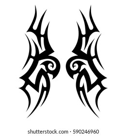 Tattoo tribal vector designs sketch. Simple logo. Designer isolated element for ideas decorating the body of women, men and girls arm, leg and other body parts. Abstract illustration.