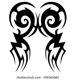 Tattoo tribal vector designs sketch. Simple logo. Designer isolated element for ideas decorating the body of women, men and girls arm, leg and other body parts. Abstract illustration.