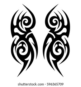 Tattoo tribal vector designs sketch. Simple logo. Designer isolated element for ideas decorating the body of women, men and girls arm, leg and other body parts. Abstract illustration.