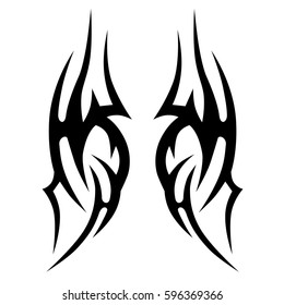Tattoo tribal vector designs sketch. Simple logo. Designer isolated element for ideas decorating the body of women, men and girls arm, leg and other body parts. Abstract illustration.