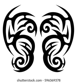 Tattoo tribal vector designs sketch. Simple logo. Designer isolated element for ideas decorating the body of women, men and girls arm, leg and other body parts. Abstract illustration.
