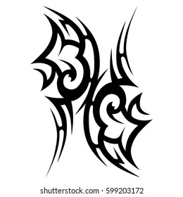 Tattoo tribal vector designs sketch. Simple logo. Designer isolated element for ideas decorating the body of women, men and girls arm, leg and other body parts. Abstract illustration.