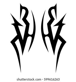 Tattoo tribal vector designs sketch. Simple logo. Designer isolated element for ideas decorating the body of women, men and girls arm, leg and other body parts. Abstract illustration.