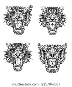 Tattoo tribal wild cats graphic design vector art