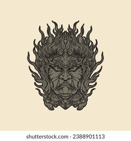 tattoo and tshirt design angry demon vector illustration
