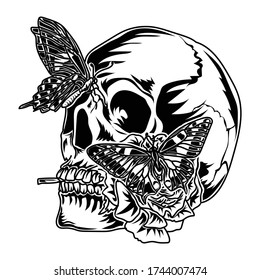 140 Skull moth with flower black vector Images, Stock Photos & Vectors ...