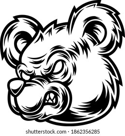 Tattoo and T-shirt design black and white Bear Illustration