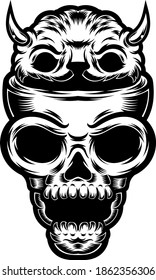 Tattoo and T-shirt design black and white Skull face Illustration