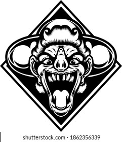 Tattoo and T-shirt design black and white Skull face Illustration