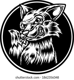 Tattoo and T-shirt design black and white Fox Illustration