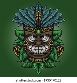 tattoo and t-shirt design black and white hand drawn illustration tiki totem engraving ornament