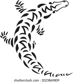 tattoo and t-shirt design black and white hand drawn vector illustration crocodile
