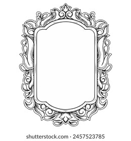 tattoo and t-shirt design black and white hand drawn frame engraving ornament