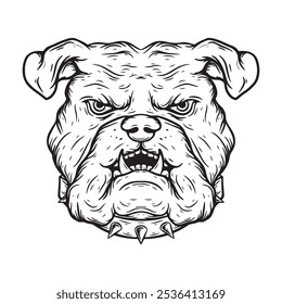 tattoo and t-shirt design black and white hand drawn bulldog head engraving vector	
