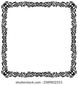 tattoo and t-shirt design black and white hand drawn frame engraving ornament	
