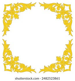 tattoo and t-shirt design gold hand drawn engraving ornament rectangle frame vector