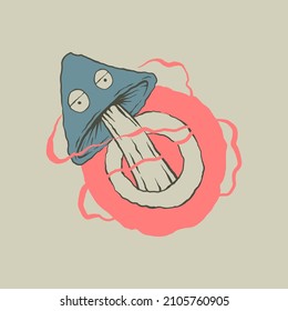 Tattoo and t-shirt design hand drawn illustration mushroom Premium Vector. traditional tattoo design
