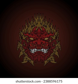 tattoo and t-shirt design hand drawn Fuu Dog vector illustration
