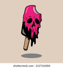 tattoo and tshirt design ice cream skull melted premium vector