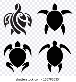 tattoo turtle simple, tribal ink design polynesian style, set vector isolated shape