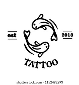 Tattoo Two Fish Yin Yang Concept Background Vector Image
