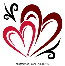 Tattoo of two hearts silhouettes with simple decoration