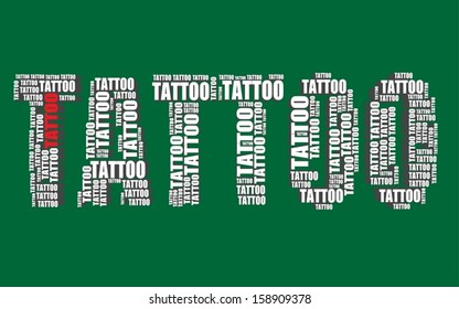 tattoo typography 3d text word art tattoo vector illustration word cloud 