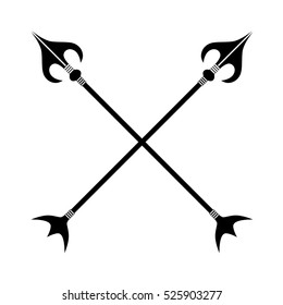 Tattoo vector art arrow. Vector silhouette arrow. Simple sketched tribal tattoo.