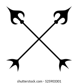 Tattoo vector art arrow. Vector silhouette arrow. Simple sketched tribal tattoo.
