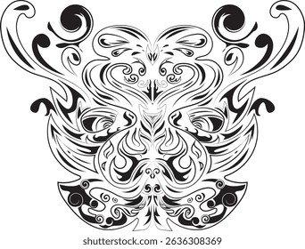 Arte vectorial del tatuaje. máscara del dibujo de la mano en estilo del arte de la línea