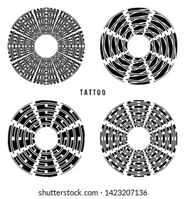 Tattoo vector circles. Distorted geometric pattern. Black concept.
