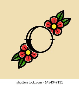 Tattoo Vector Logo Letter O. O Old School Tattoo Letter Design Vector