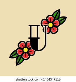 Tattoo Vector Logo Letter U. U Old School Tattoo Letter Design Vector