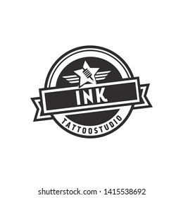 Tattoo vector logo. Tattoo machine illustration