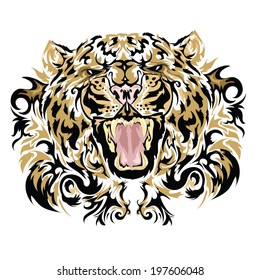 Tattoo vector sketch of a leopard's face