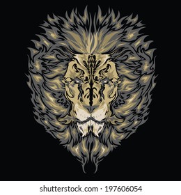 Tattoo vector sketch of a lion's face black background