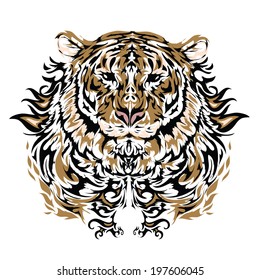 Tattoo vector sketch of a tiger's face