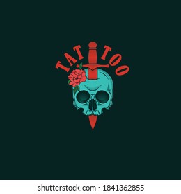 tattoo, vector, skull, logo, vector, illustration.