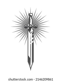 Tattoo Vintage Dagger Icon Isolated