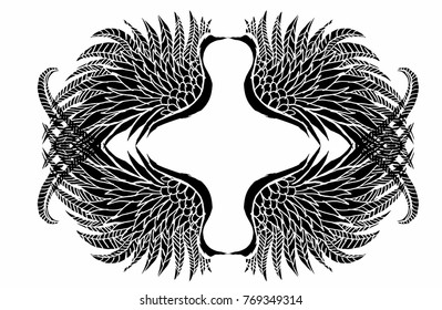 Tattoo wings pattern graphic design vector art