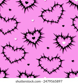 Tattoo Y2k seamless pattern. Vector hand drawn tattoo background.