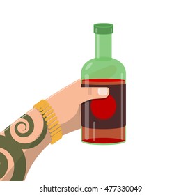 tattooed arm with bottle
