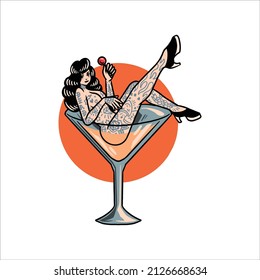 tattooed girl tattoo vector design