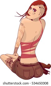 Tattooed modern girl vector / Editable Eps10.