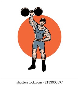 tattooed strong man tattoo vector design