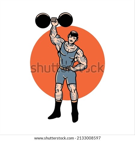 tattooed strong man tattoo vector design
