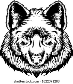 The tattoos animation of the big head of the wolf with good illustration