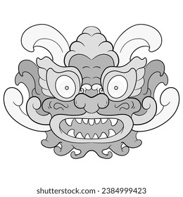 tattoos black and white barongsai dragon chienese illustration. good for element design and coloring pages