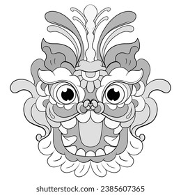 tattoos black and white barongsai dragon chienese illustration. good for element design and coloring pages